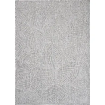 Koberec Makro Abra Kusový koberec Sisal MELISSA KM28B Listy stromu šedý Rozměr: 80x150 cm