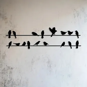 Obraz BAF Nástěnná kovová dekorace Vrabci. Sada dva Kusy