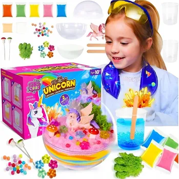 kreativní sada Kreativní sada pro výrobu DIY LED lampičky KŘIŠŤÁL Terárium Jednorožec