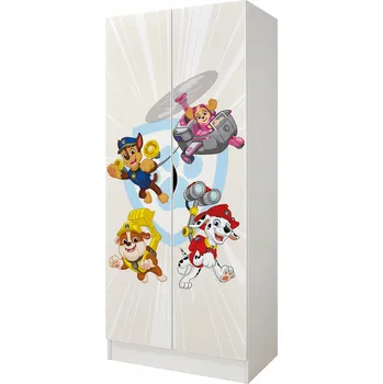 Šatní skříň Skříň Leomark Roma Tlapková patrola 70 x 161,5 x 42,5 cm Bílá