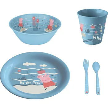 Příbor Dětská jídelní sada Prasátko Peppa Waves At Home, 4dílná, KOZIOL