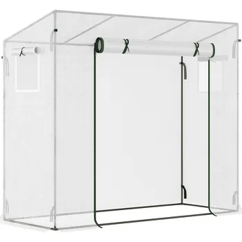 Fóliovník Outsunny Přenosný foliovník s rolovacími dveřmi 200 x 76 x 168 cm bílý