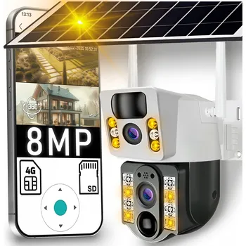 IP kamera Venkovní IP kamera s duálním objektivem 8MP, 4G LTE, solární