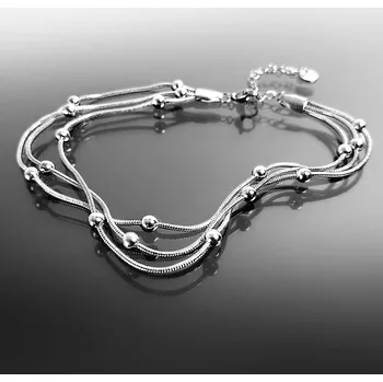 Řetízek Trojitý řetízek na nohu zdobený ocelovými kuličkami č. 1630