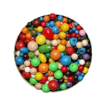 Korálek korálky dřevěné barevné 350g směs