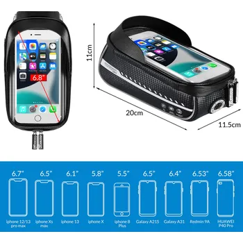 cyklosedačka monzana® Cyklistická rámová taška s dotykovým oknem – titanová 20×11,5×11 cm