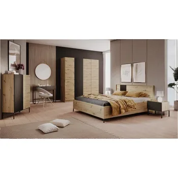 Komoda Nábytek do ložnice Zulek II, Barva: dub artisan / dub artisan + černá MIRJAN 5903211407970