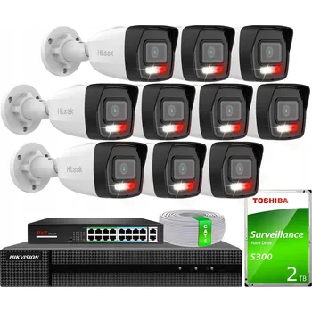 Bezpečnostní kamera Monitorovací sada 10x IPCAM-B2-P Full HD PoE HiLook od Hikvision s 2TB diskem