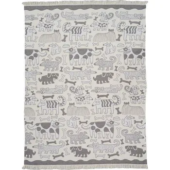 deka Bavlněná deka Dog black white 140x180, Klippan Švédsko