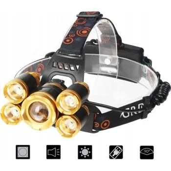 Čelovka 20000 lm, čelní svítilna T6+4R5 LED