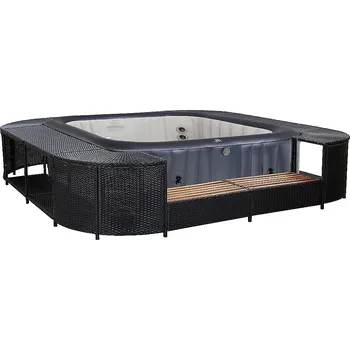 Vířivka Intex SET NÁBYTKU hranatý (černý umělý polyratan) + mobilní vířivka Otium (930L)