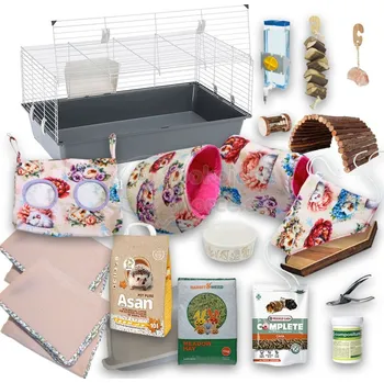 SpokojenéMorče.cz POKOJÍČEK "START" 100 cm - morčata na růžové