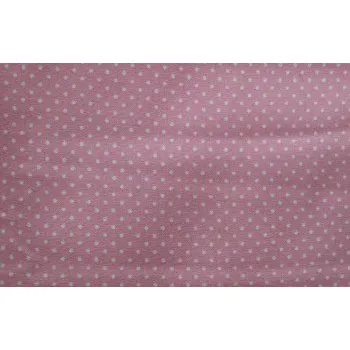 bavlna - plátno potisk , bílé tečky na růžové , 2. j.