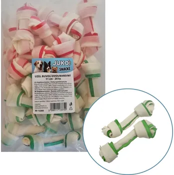 Pamlsek pro psa Uzel buvolí dvoubarevný JUKO Snacks 11 cm (20 ks)