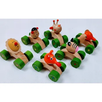 Dřevěná hračka Dřevěná zvířátka na kolečkách Safari sada Small