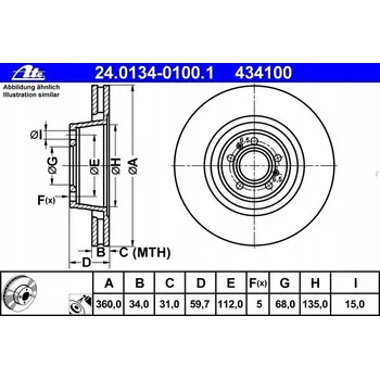 Brzdový kotouč ATE 24.0134-0100.1 Brzdový kotouč
