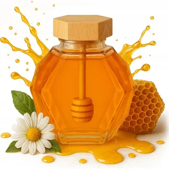 Nádoba na med Skleněná Zavařovací Sklenice na Med MAJA 200 ml dřevěná zátka naběračka med dárek