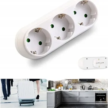 Elektrická zásuvka 3 ZÁSUVKY Adaptér / redukce napájení EU Standardní EU zástrčka