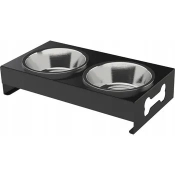 Miska pro psa Sada dvou kovových misek Domer černá 1,8 l
