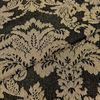 Žakár 22748 černý, zlatý tapetový vzor, š.140