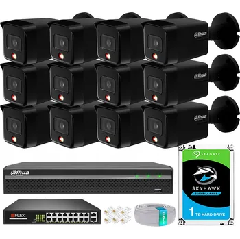 IP kamera Monitorovací sada 8 Mpx Dahua s 12 kamerami IPC-HFW1839TC-BLACK Smart Dual Light
