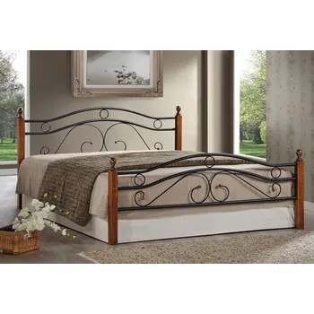Postel Manželská postel kovová Casarredo 180x200 černá, dub