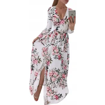 Dámské šaty Lehká květovaná šaty s maxi rozparkem Šifonová Šaty