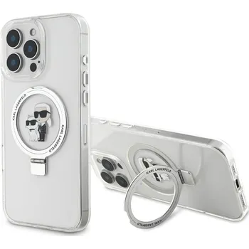 Pouzdro na mobilní telefon Karl Lagerfeld Ringstand Karl and Choupette pro Apple iPhone 16 Pro bílý