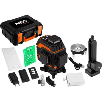 Měřící laser 75-140 Laser 3D, 25 m, 12 čar, zelený, magnetický držák, kufr NEO tools