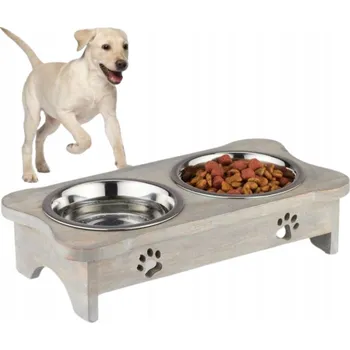 Miska pro psa RELAXDAYS 2 MISKY PRO PSA S DŘEVĚNÝM STOJANEM
