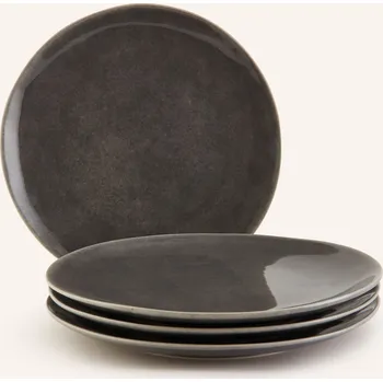 Talíř Broste Copenhagen 4dílná Sada Mělkých Talířů Nordic Rain, šedá