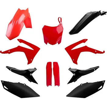 Sada plastů (FULL KIT) HONDA CRF 250R '14-'17 CRF 450R '13-'16, v sadě přední tabulka a kryty tlumičů (červená/černá),POLISPORT