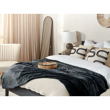 deka Deka pískově černá polyester 150 x 200 cm měkká vlasová přikrývka doplněk do domácnosti moderní design Beliani