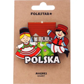 Obraz DŘEVĚNÁ LIdová MAGNET na ledničku - FOLKSTAR PÁR Z KURPIE