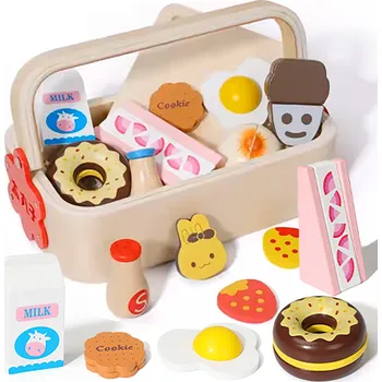 Dřevěná hračka Dřevěný magnetický snídaňový set