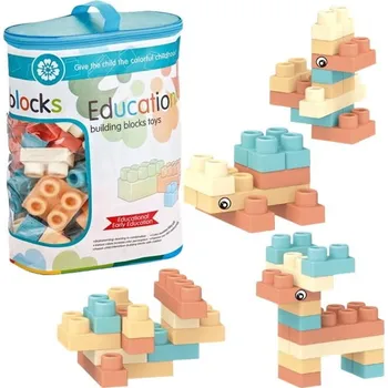 Dětské zboží Pryžová konstrukční stavebnice 96ks pastel