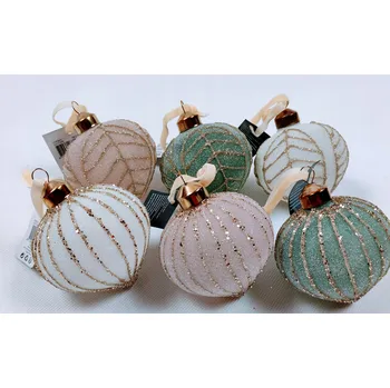 Vánoční ozdoba Vánoční Koule skleněná zdobená třpytkami ve tvaru kapky