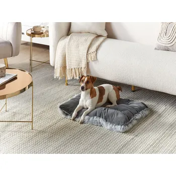 Pelíšek pro psa Postel pro zvířata šedá sametová polyester střapce 60 x 45 cm moderní design polštář pro zvířata Beliani