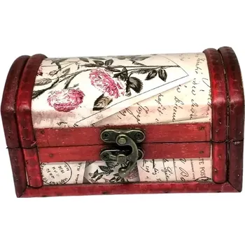 Úložný box Koloniální dřevěná truhlička 14,5 × 8 × 7,5 cm – stylová dekorace a úložný box