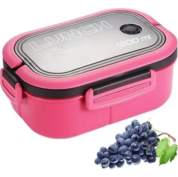 Svačinový box Obědový svačinový box plastový růžový 1200 ml