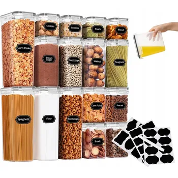 Dóza na potraviny Sada hermetických dóz na potraviny s 20 štítky, 16 kusů