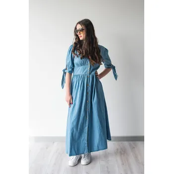 Dámské šaty Dlouhé džínové šaty 93253 barva: modrá džínová, velikost: S