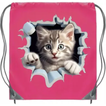Školní batoh VAK ŠKOLNÍ školní batoh na tělocvik, sport, boty, trénink, s dírkou, KOT kočka s kočkou WB_120