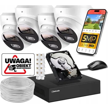 IP kamera Sada IP PoE monitoringu: 4 kamery 5MPx, 2TB HDD, audio, detekce, Dual Light