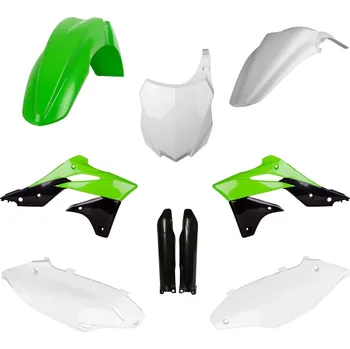 Sada plastů (FULL KIT) KAWASAKI KX 250F '13-'16, v sadě přední tabulka a kryty tlumičů (zelená/bílá/černá),POLISPORT