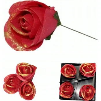 umělá květina DEKORATIVNÍ RŮŽE 4 KS ČERVENÉ