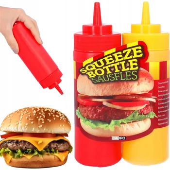 Dávkovač nápoje Dávkovač na omáčky, láhev na kečup, hořčici, majonézu, nádoba 400 ml 2 ks