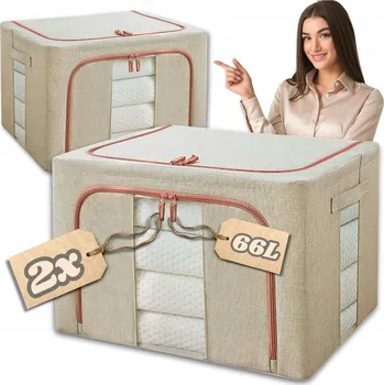 Úložný box Organizér s rámem Sada úložných boxů do skříně uzavíratelný 2x66L