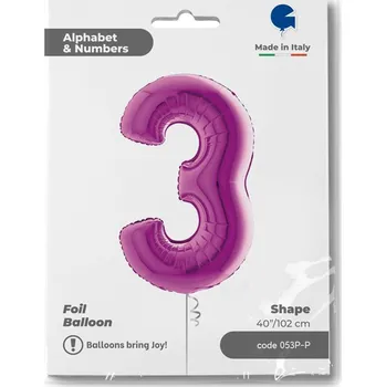 Balónek Balón Grabo Číslice 3 Fialový 40"/102 cm
