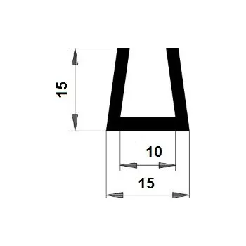 Stavební profil Lemovka černá U profil EPDM - 15 x 15 / 10 mm